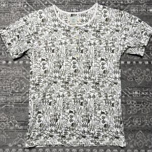 Vintage Orvis Novelty Print Fly Fishing Henley Shirt Womens Small Fish Rod RARE